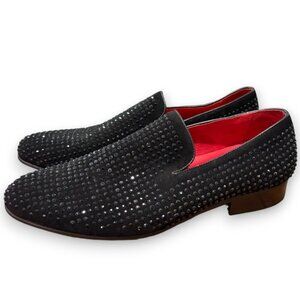 Carrucci Mens Black Suede Studded Formal Dress Shoes KS805 05SG Size 9 EU 42